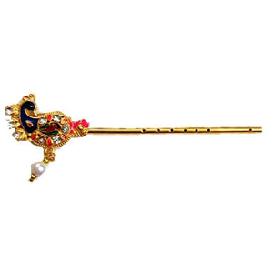Metal Bansuri for Laddu Gopal/Bal Gopal_Flute for Krishna (8 CM)