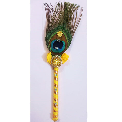 Decorated Peacock feather Stick