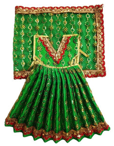 Mata Rani _Poshak_ Vastra for Size Devi Idol Figure - (1.3 feet./16" Inch)_ Size No. 2 (Net + Raw Silk)