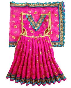 Mata Rani _Poshak_ Vastra for Size Devi Idol Figure - (1.3 feet./16" Inch)_ Size No. 2 (Net + Raw Silk)