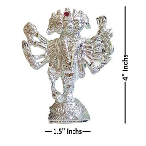 White Metal Panchmukhi Hanuman Silver, Showpiece (4" Inch)