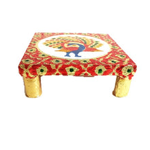 Load image into Gallery viewer, Wooden Minakari Golden Chaurang/Chowki/Bajot/Pata Size: 6&quot; X 6&quot;