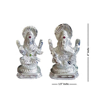 Load image into Gallery viewer, White Metal Lakshmi Ganesha Silver, Showpiece (4&quot; Inch)