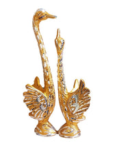 Load image into Gallery viewer, White Metal Pair of Swan Golden, Showpiece (8&quot; Inch)