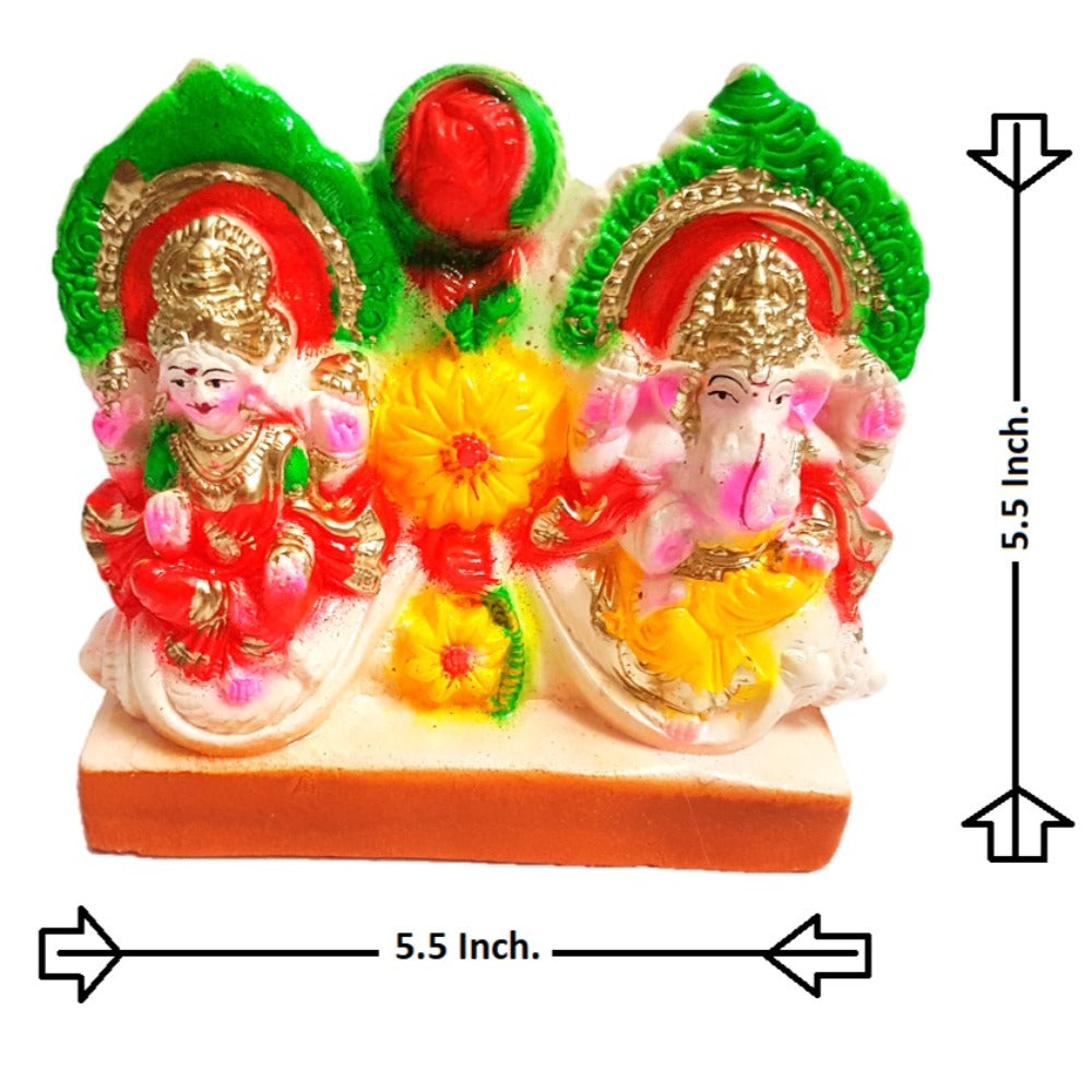 Lakshmi Ganesha Idol of Clay (Mitti) - Sat On Shell_Size 5.5 Inch