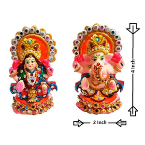 Lakshmi Ganesha Idol of Clay (Mitti/Tarrocatta)_Size 4 Inch._Eco freindly