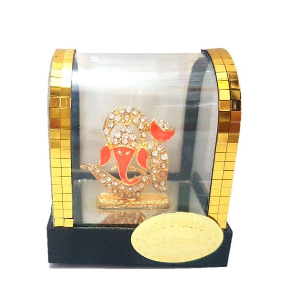 Mini_ Om Ganesha_Car Dashboard_Gold Plated