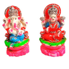 Load image into Gallery viewer, Lakshmi Ganesha Idol of Clay (Mitti) - Sat on Kamal/Lotus_Size 4.5 Inch