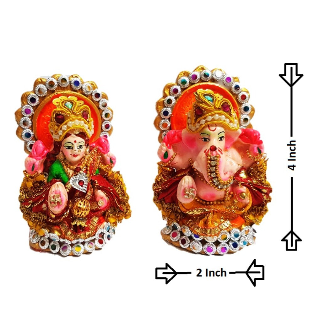 Lakshmi Ganesha Idol of Clay (Mitti/Tarrocatta)_Size 4 Inch._Eco freindly
