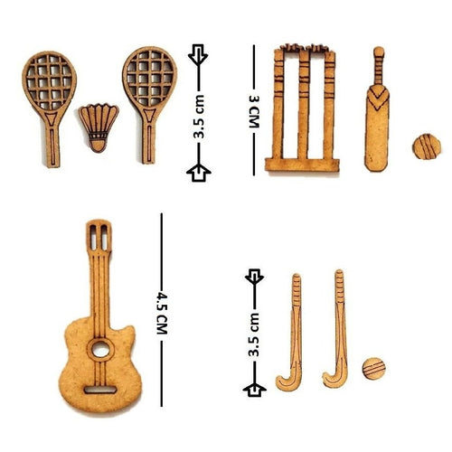 Combo-Toy- Badminton, Cricket Set, Guitar, and Hockey Set for Laddu Gopal