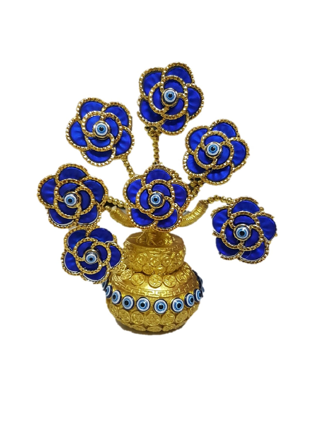 Evil Eye Tree _Blue Flower Evil Eye Tree for Good Luck, Gift & Decorative Showpiece