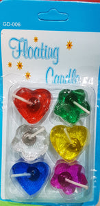 Heart Shape Floating Candle Multicolor - Pack of 6 Pcs.