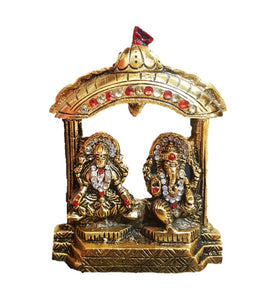 Lakshmi Ganesha Idol  - Gold Plated lakshmi Ganesha Statue figuring  - Gift Pack.
